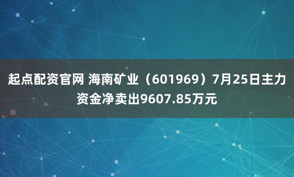 起点配资官网 海南矿业（601969）7月25日主力资金净卖出9607.85万元